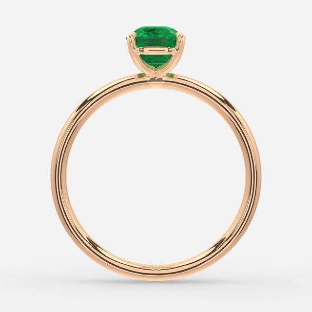 1 Carat Lab Grown Emerald-Cut Emerald Ring In Rose Gold – Chelsea