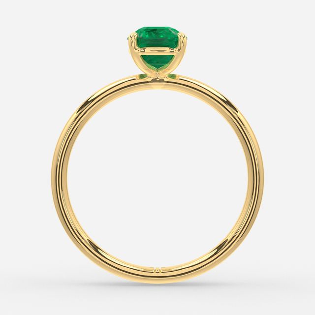 1 Carat Lab Grown Emerald-Cut Emerald Ring In Yellow Gold – Chelsea