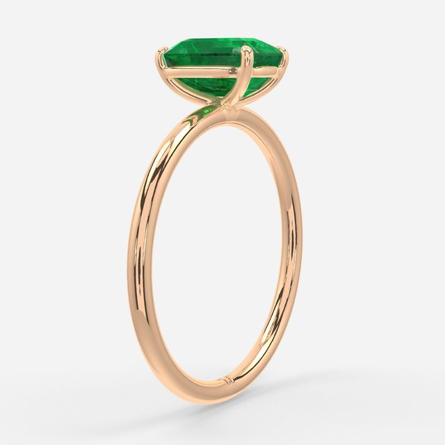 1 Carat Lab Grown Emerald-Cut Emerald Ring In Rose Gold – Chelsea