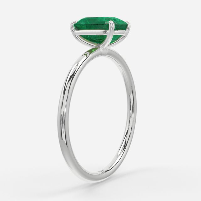 1 Carat Lab Grown Emerald-Cut Emerald Ring In White Gold – Chelsea