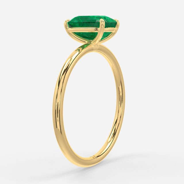 1 Carat Lab Grown Emerald-Cut Emerald Ring In Yellow Gold – Chelsea