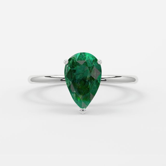 1 Carat Lab Grown Pear Emerald Ring In Platinum – Chelsea