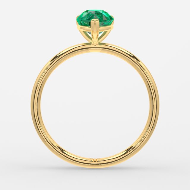 1 Carat Lab Grown Pear Emerald Ring In Yellow Gold – Chelsea