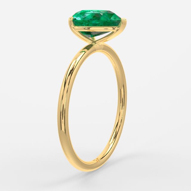 1 Carat Lab Grown Pear Emerald Ring In Yellow Gold – Chelsea