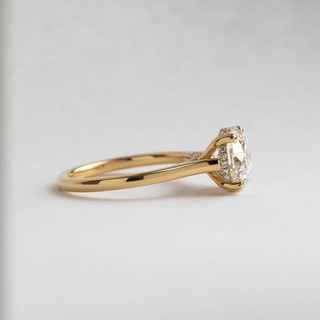 3 Carat Round Hidden Halo Ring In 18K Yellow Gold - Juliette