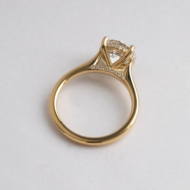 3 Carat Round Hidden Halo Ring In 18K Yellow Gold - Juliette