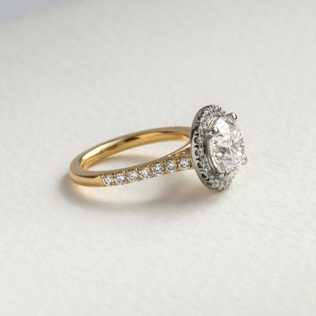2 Carat Round Halo Ring In Two Tone - Maya