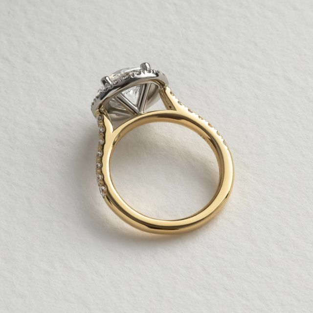 2 Carat Round Halo Ring In Two Tone - Maya