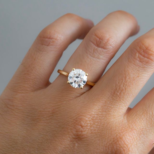 3 Carat Round Hidden Halo Ring In 18K Yellow Gold - Juliette