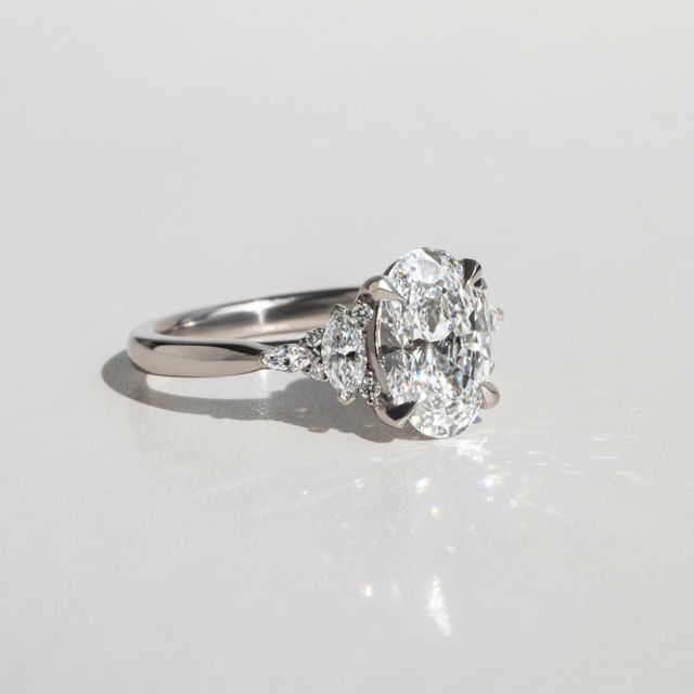 2 Carat Oval Trilogy Engagement Ring In Platinum - Lucia