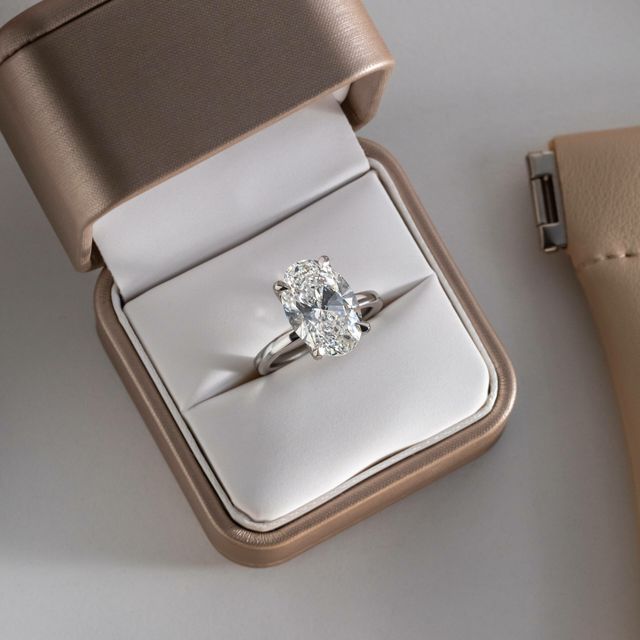 5.00 Carat Oval Cut Hidden Halo Engagement Ring- Jennifer