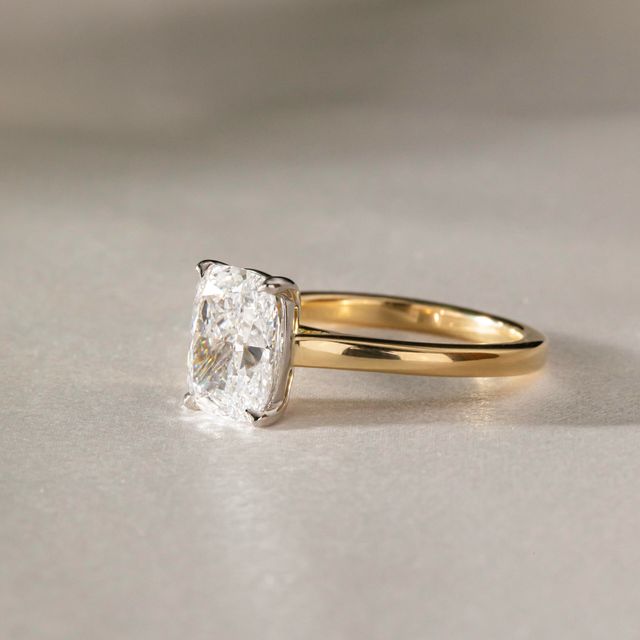 2.80 Carat Elongated Cushion Solitaire Ring In Yellow Gold - Avery