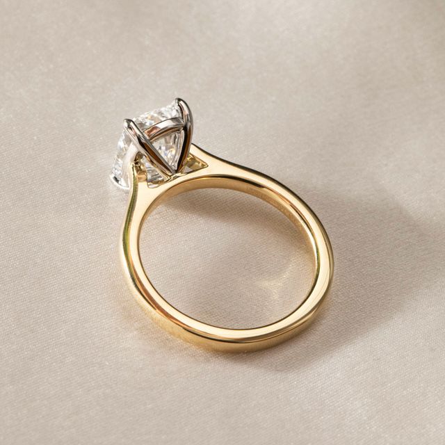 2.80 Carat Elongated Cushion Solitaire Ring In Yellow Gold - Avery