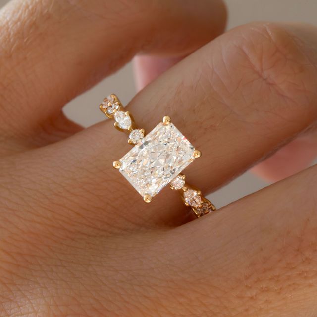 2.5 Carat Radiant Pave Band Ring In 18K Yellow Gold - Laura