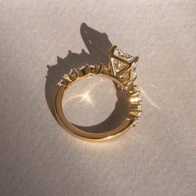 2.5 Carat Radiant Pave Band Ring In 18K Yellow Gold - Laura