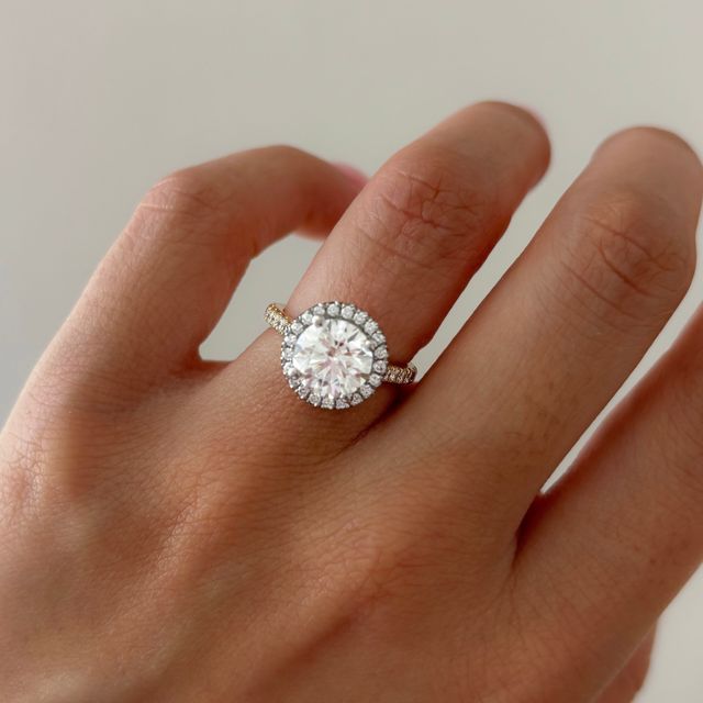 2 Carat Round Halo Ring In Two Tone - Maya