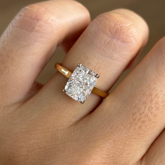 2.80 Carat Elongated Cushion Solitaire Ring In Yellow Gold - Avery