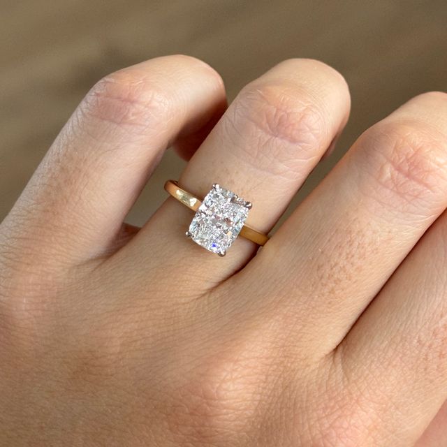 2.80 Carat Elongated Cushion Solitaire Ring In Yellow Gold - Avery