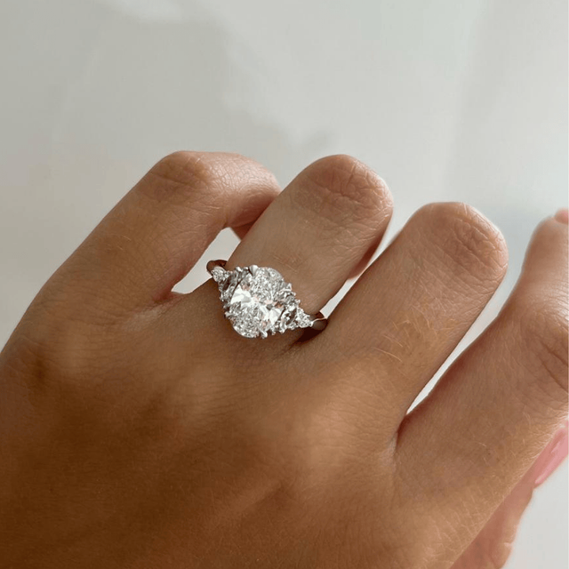 2 Carat Oval Trilogy Engagement Ring In Platinum - Lucia