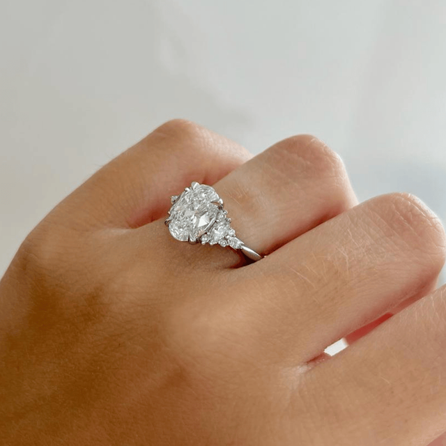 2 Carat Oval Trilogy Engagement Ring In Platinum - Lucia