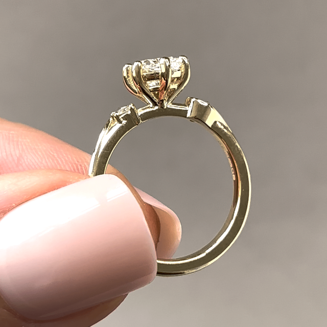 0.90 Carat Cushion Diamond Trilogy Ring In Yellow Gold - Alani