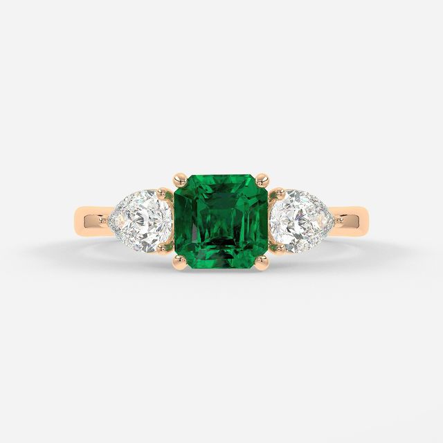 1 Carat Lab Grown Asscher Emerald Ring In Rose Gold - Vivian