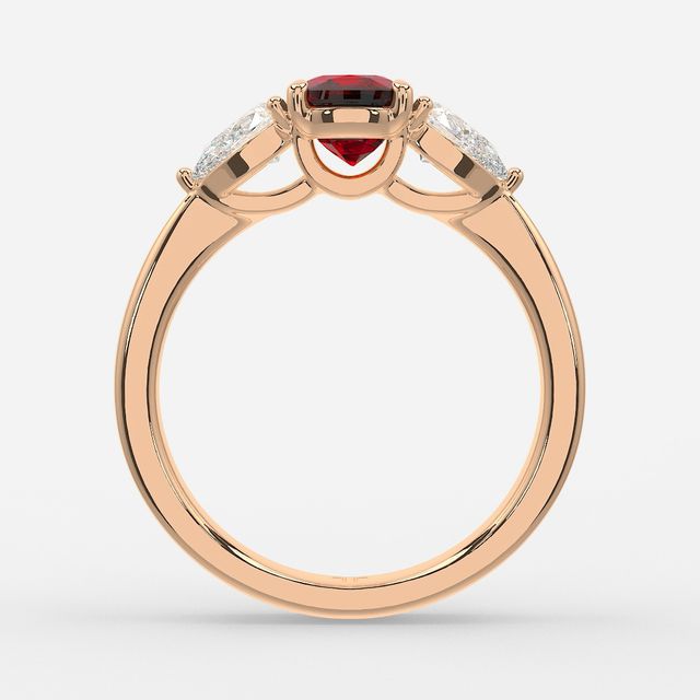 1.00ct Lab Grown Elongated Cushion Ruby Ring In Rose Gold - Vivian