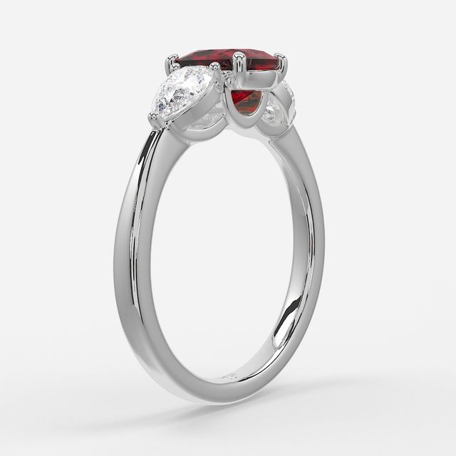 1.00ct Lab Grown Elongated Cushion Ruby Ring In Platinum - Vivian