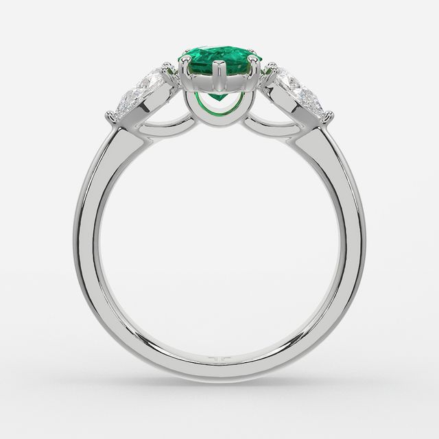 1 Carat Lab Grown Marquise Emerald Ring In White Gold - Vivian
