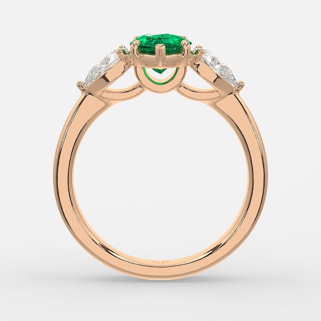 1 Carat Lab Grown Marquise Emerald Ring In Rose Gold - Vivian