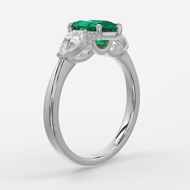 1 Carat Lab Grown Marquise Emerald Ring In White Gold - Vivian