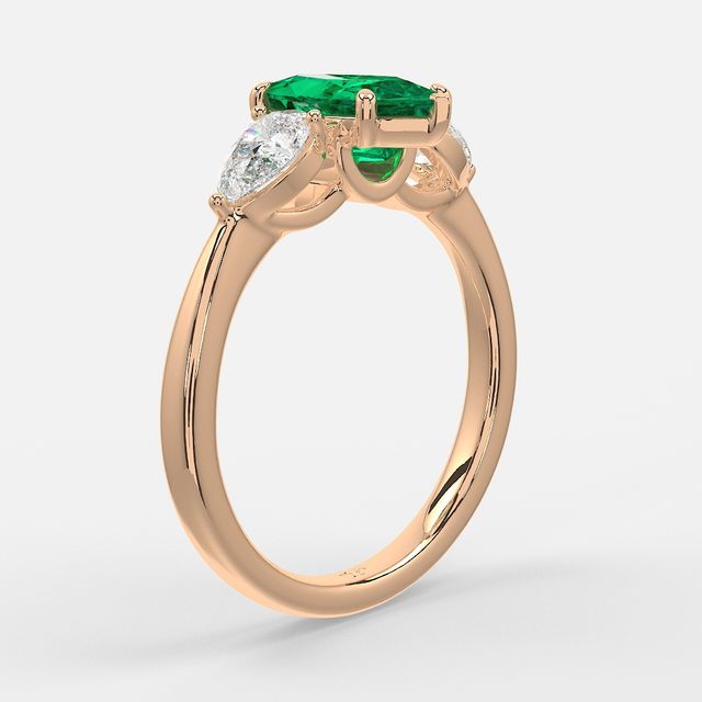 1 Carat Lab Grown Marquise Emerald Ring In Rose Gold - Vivian