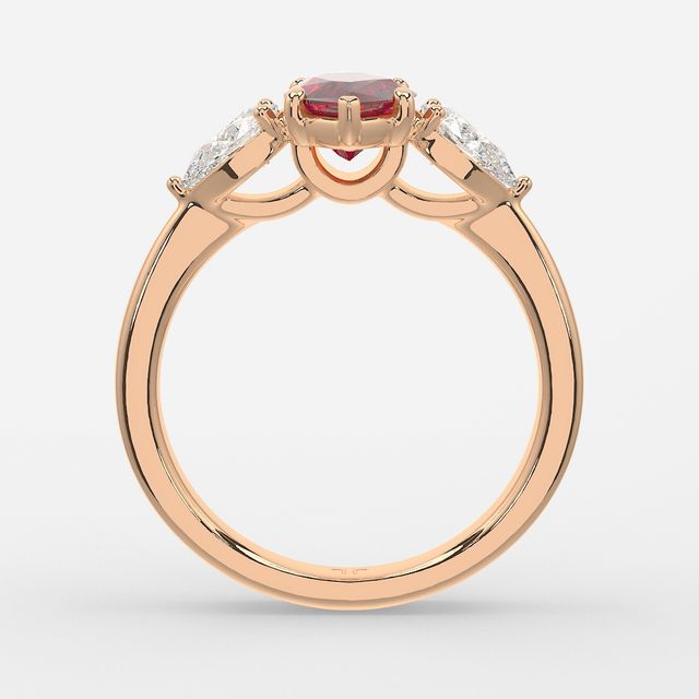 1 Carat Lab Grown Marquise Ruby Ring In Rose Gold - Vivian