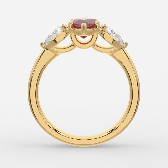 1 Carat Lab Grown Marquise Ruby Ring In Yellow Gold - Vivian