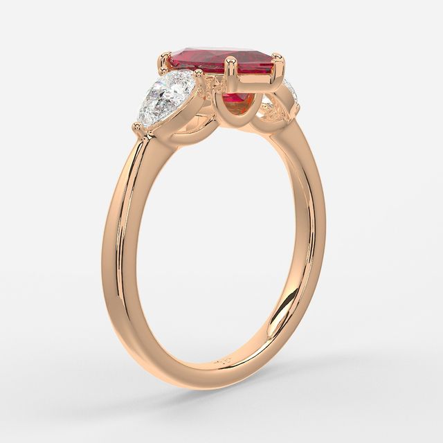 1 Carat Lab Grown Marquise Ruby Ring In Rose Gold - Vivian