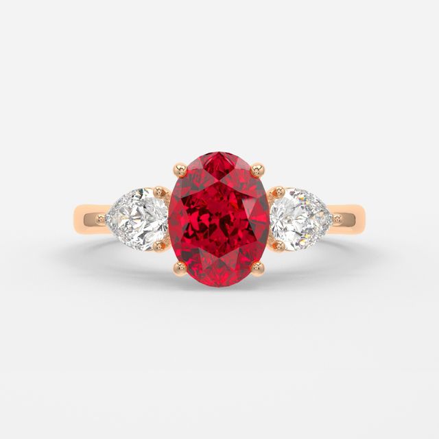 1 Carat Lab Grown Oval Ruby Ring In Rose Gold - Vivian