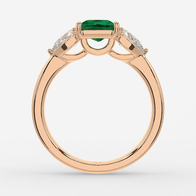 1 Carat Lab Grown Princess Emerald Ring In Rose Gold - Vivian