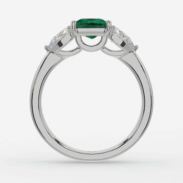 1 Carat Lab Grown Princess Emerald Ring In Platinum - Vivian