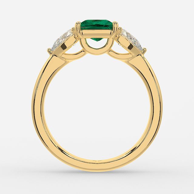 1 Carat Lab Grown Princess Emerald Ring In Yellow Gold - Vivian