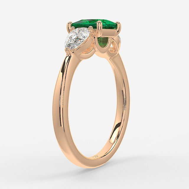 1 Carat Lab Grown Princess Emerald Ring In Rose Gold - Vivian