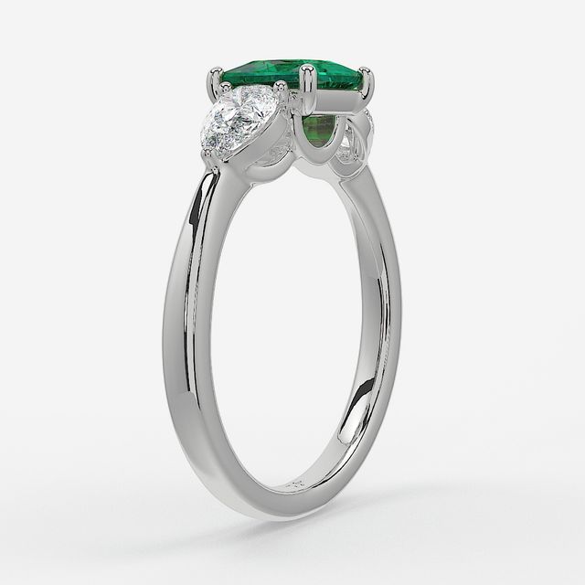 1 Carat Lab Grown Princess Emerald Ring In Platinum - Vivian