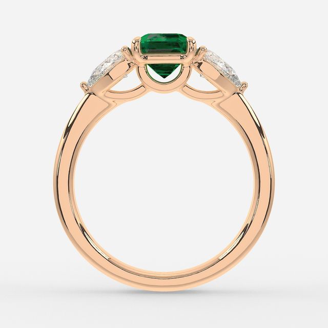 1 Carat Lab Grown Asscher Emerald Ring In Rose Gold - Vivian
