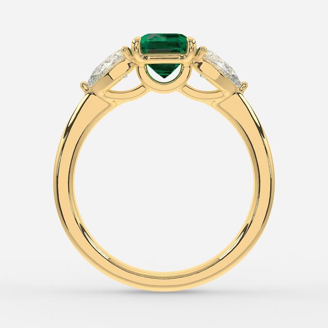 1 Carat Lab Grown Asscher Emerald Ring In Yellow Gold - Vivian