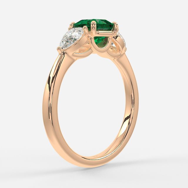 1 Carat Lab Grown Asscher Emerald Ring In Rose Gold - Vivian