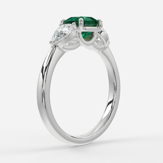 1 Carat Lab Grown Asscher Emerald Ring In White Gold - Vivian