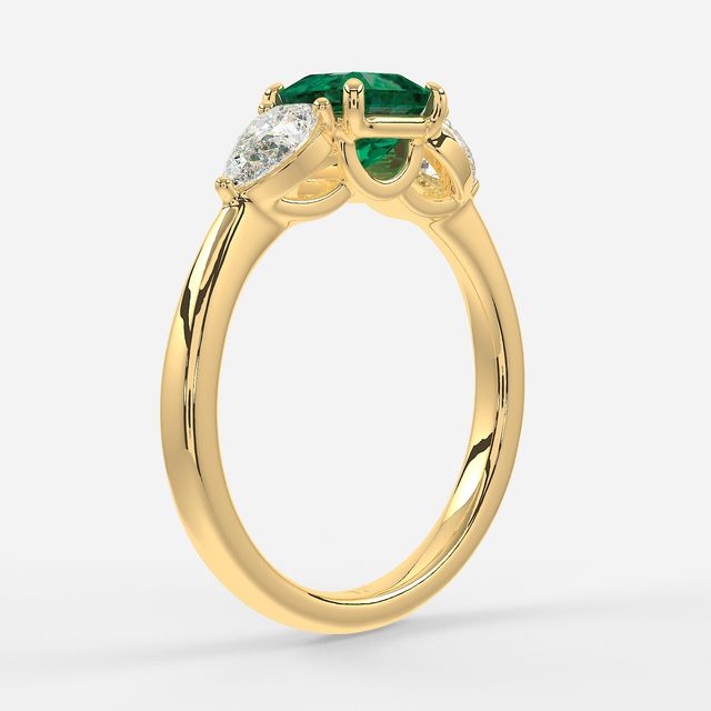 1 Carat Lab Grown Asscher Emerald Ring In Yellow Gold - Vivian