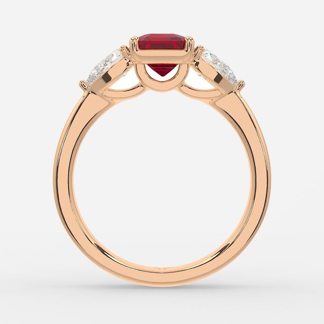 1 Carat Lab Grown Asscher Ruby Ring In Rose Gold - Vivian