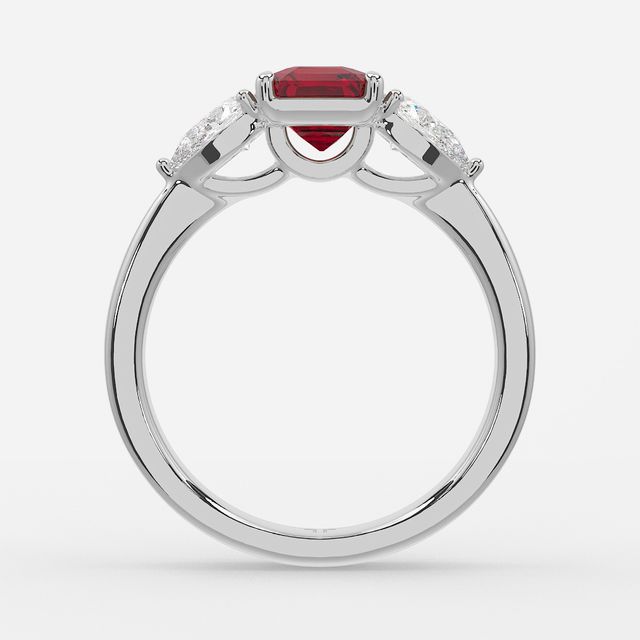 1 Carat Lab Grown Asscher Ruby Ring In Platinum - Vivian