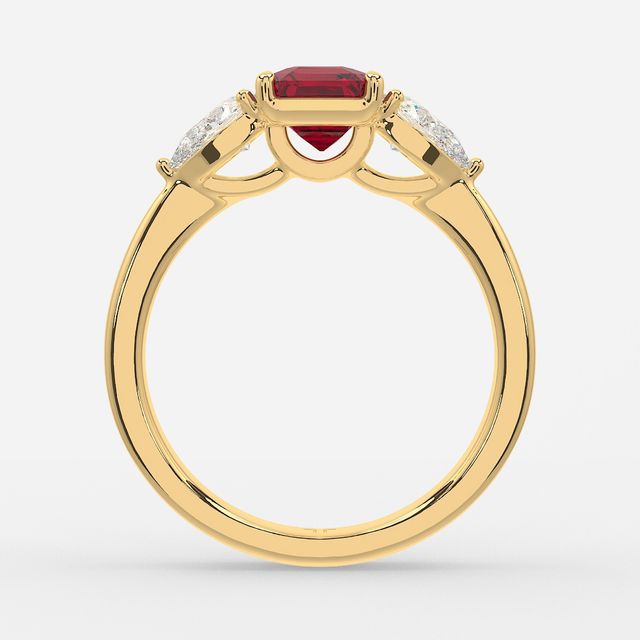 1 Carat Lab Grown Asscher Ruby Ring In Yellow Gold - Vivian