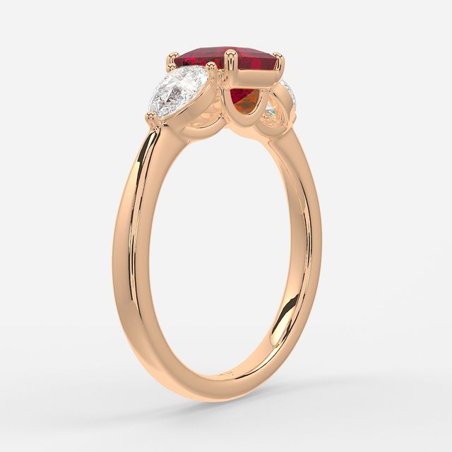 1 Carat Lab Grown Asscher Ruby Ring In Rose Gold - Vivian